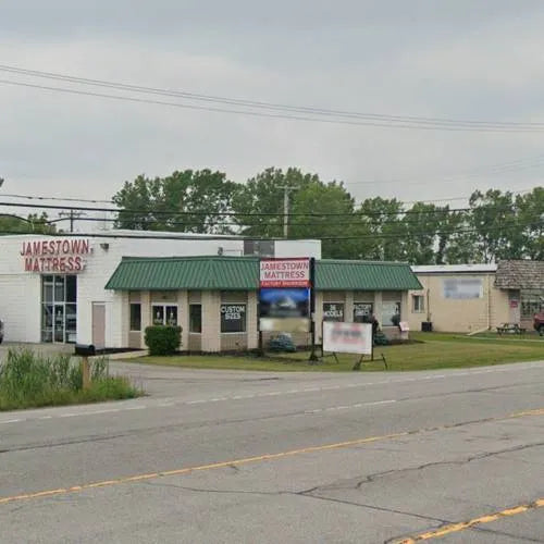 Road view of Jamestown Mattress at 6412 S Transit Rd, Lockport, NY, near Buffalo.