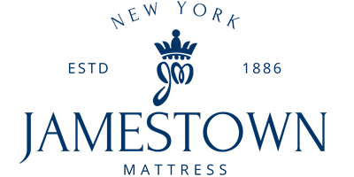 Jamestown mattress logo with 'New York', 'Established 1886', crown JM, and 'Jamestown' prominently displayed.