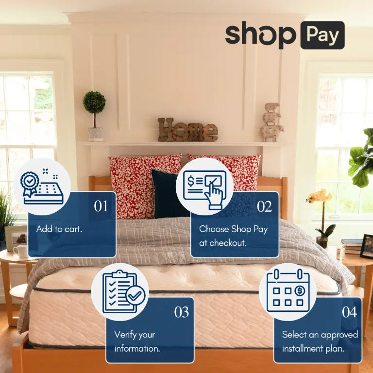 A well appointed bedroom setup from Jamestown, featuring Shop Pay and installment plan details."